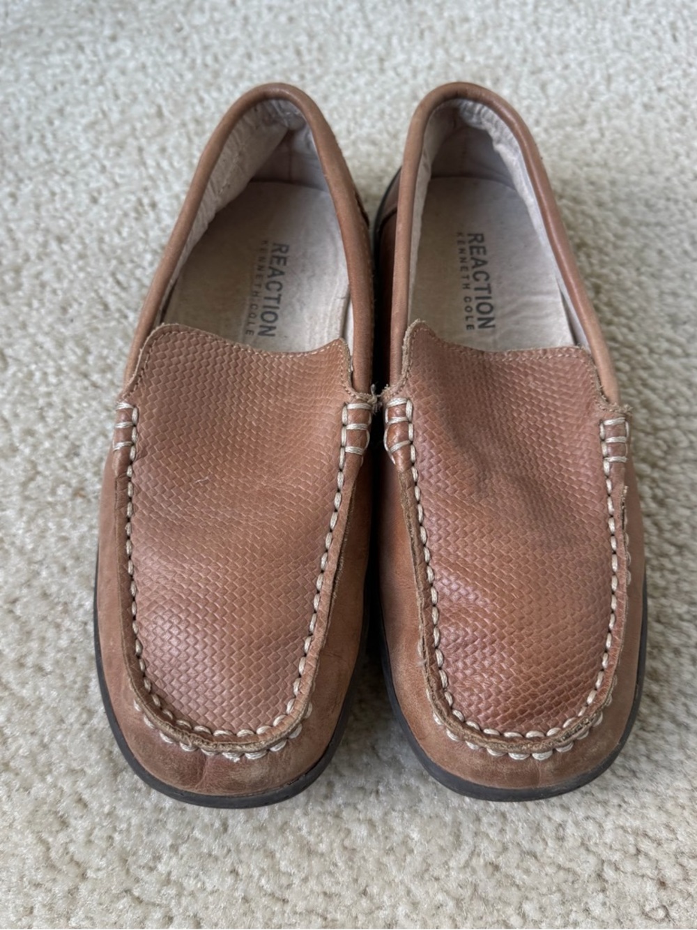 Kenneth Cole Reaction Youth Tan Leather Slip-Ons